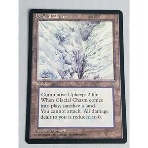 Glacial Chasm Magic the Gathering MTG Ice Age Rare Land Card 1995 Liz Danforth